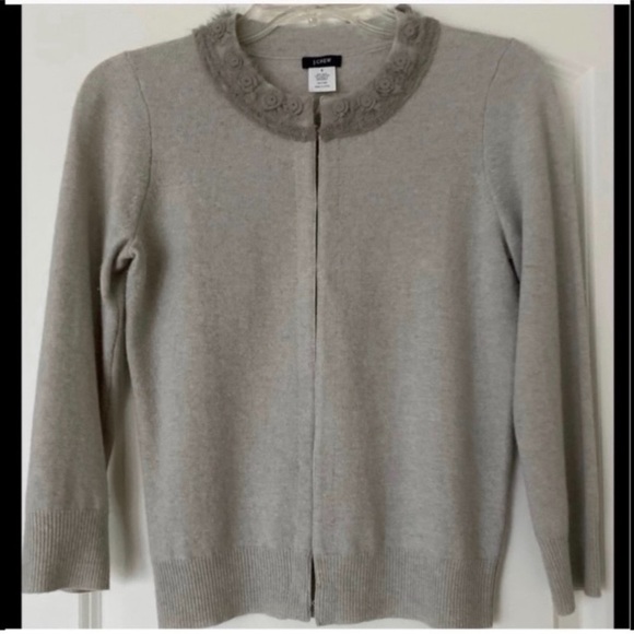 J. Crew Embellished Cashmere/Wool Cardi - Picture 1 of 9